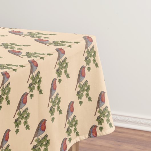 ツタの葉の野鳥にとりついてクリスマスを過ごしたロビン テーブルクロス (インサイチュ)