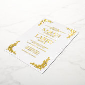 ツタエレガント結婚伝統的金ゴールド 箔招待状 (回転した状態)
