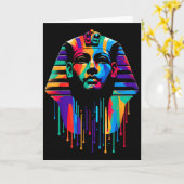 ツタンカーメン。ツタンカーメン ミニマリスト ビビッド スタイル クリスマス カード (黄色い花)