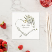 ツタ結婚の花束とバラのリボンハート スタンダードカクテルナプキン (インサイチュ)