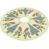 ツタ飾とロビンのクリスマスツリー ブラッシュドポリエステルツリースカート (アングル)