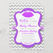 ツチュキュートパープルベビーシャワー招待状 招待状 (正面/裏面)