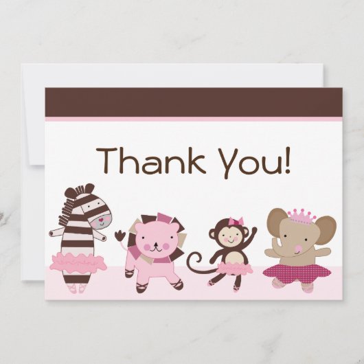 ツチュキュート/バレリーナ動物のサンキューカード サンキューカード (正面)