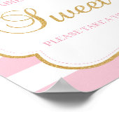 ツチュドレスベビーは甘いサインピンクのストライプ金ゴールド ポスター (角)