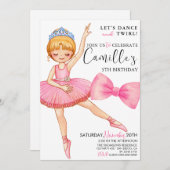 ツチュバレリナドレス誕生日 招待状 (正面/裏面)