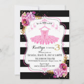 ツチュバレリナフローラスパークルサード誕生日 招待状 (正面)