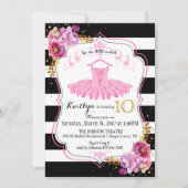 ツチュバレリナフローラスパークルティッド誕生日 招待状 (正面)