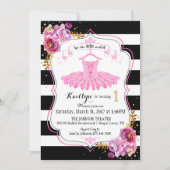 ツチュバレリーナフローラスパークルファースト誕生日 招待状 (正面)