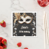 ツチュブラック金ゴールドシックなマスカレード50th誕生日 スタンダードカクテルナプキン (インサイチュ)