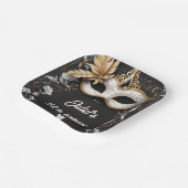 ツチュブラック金ゴールドシックなマスカレード50th誕生日 ペーパープレート (傾斜あり)