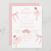 ツツかわいいバレリーナガール1歳の誕生日 招待状 (正面/裏面)