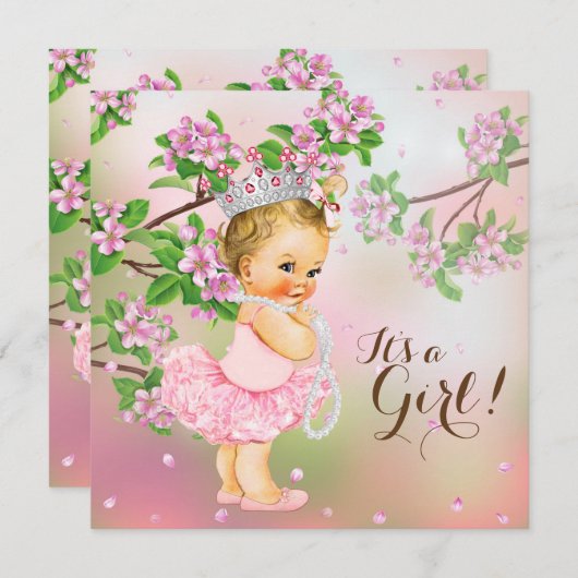 ツツさくらんぼブロッサムパールベビーシャワー 招待状 (正面/裏面)