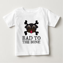 ツツと骨の黒いパグのボディスーツに悪い ベビーTシャツ