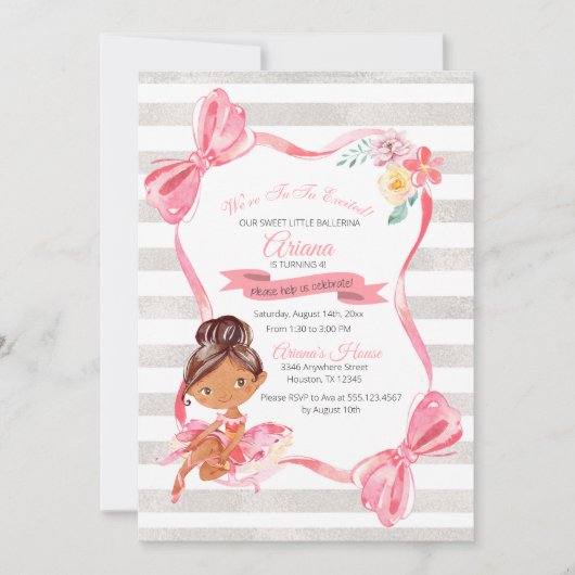 ツツウエキッシュバレリーナ誕生日招待状 招待状 (正面)