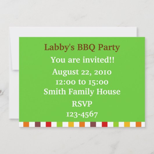 ツツジの庭のBBQのパーティーの実験室 招待状 (裏面)