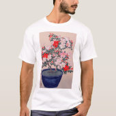 ツツジの盆栽,小原古邨盆栽つつじ,大原小村,浮世絵 Tシャツ (正面)