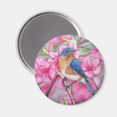 ツツジの磁石の中のブルーバード マグネット (正面/裏面)