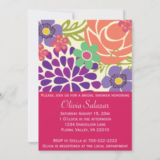 ツツジの花の庭のブライダルシャワーの招待状 招待状 (正面)