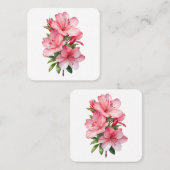ツツジの花の絵画水色 スクエア名刺 (正面/裏面)