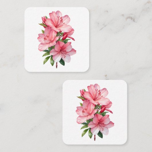 ツツジの花の絵画水色 スクエア名刺 (正面/裏面)