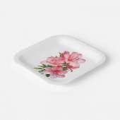 ツツジの花の絵画水色 ペーパープレート (傾斜あり)