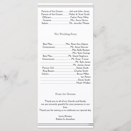 ツツツキシードグルーマーゲイ結婚式 プログラム (裏面)