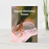 ツツツジとバッタパーソナライズされた誕生日カード カード (正面)