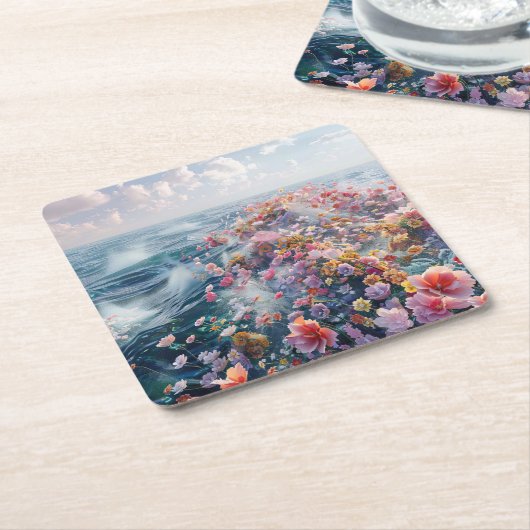 ツツツジの海 スクエアペーパーコースター (アングル)