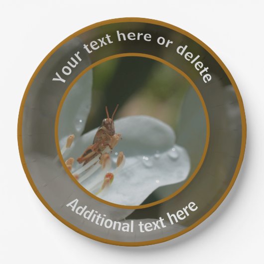 ツツツジの花パーティーのバッタパーソナライズされたン ペーパープレート (正面)