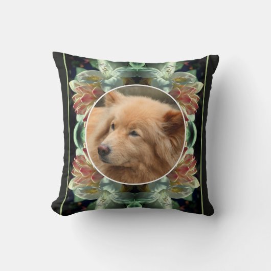 ツツツジ花の花枠自分の写真を作成 クッション (正面)