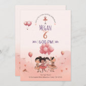 ツツツトゥウリングバレエ、ディヴァージュバレリーナ誕生日 招待状 (正面/裏面)