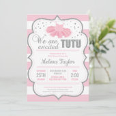 ツツバレリナシルバーピンクのクラシックベビーシャワー 招待状 (スタンド正面)