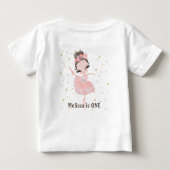 ツツパーソナライズされたキュートバレリナファースト誕生日バ ベビーTシャツ (裏面)