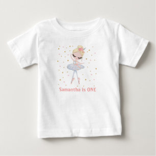 ツツパーソナライズされたバレリーナファーストまたは任意の誕生日 ベビーTシャツ