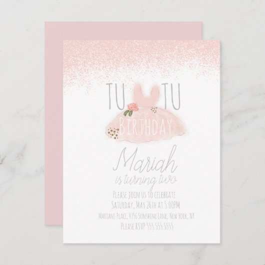 ツツミニマルガールズ誕生日ターニング2グリッター 招待状 (正面/裏面)