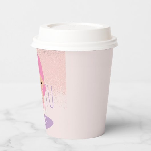 ツツミニマルガールズ誕生日漫画ピンクグリッター 紙コップ (左)