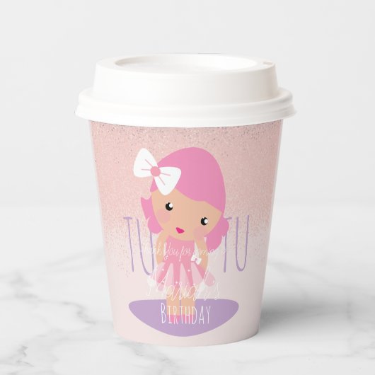ツツミニマルガールズ誕生日漫画ピンクグリッター 紙コップ (正面)