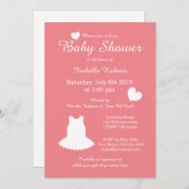 ツツ付きコーラルバレリーナベビーシャワー招待状 招待状 (正面/裏面)