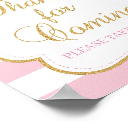 ツツ感謝していドレスのシ来ョルピンクの金ゴールド ポスター (角)