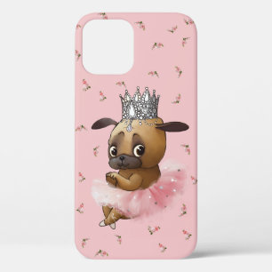 ツツ色の犬をパグフローラ iPhone 12 PROケース