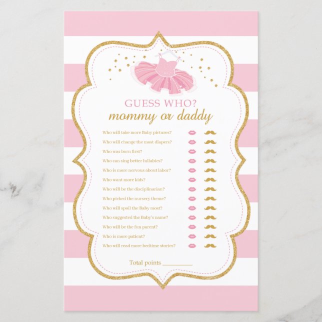 ツツ・バレリーナ誰がママかパパのゲームを推測 (正面)