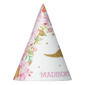 ツツTレックス恐竜ピンクフローラ金ゴールド誕生日 パーティーハット (左)