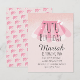 ツトゥガールズ誕生日ピンクフェイクグリッター 招待状