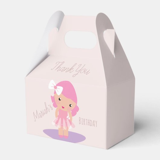 ツトゥガール誕生日バレリーナスピンクカートゥー フェイバーボックス (正面サイド)
