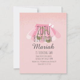 ツトゥガール誕生日ピンクフェイクグリッターバレリーナ 招待状