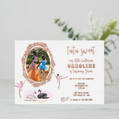 ツトゥスウィートバレリナバレエスワンス誕生日パーティー 箔招待状 (立ち正面)