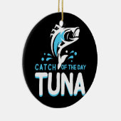 ツナキャッチの日深い海魚釣り恋人ツナ セラミックオーナメント (右)