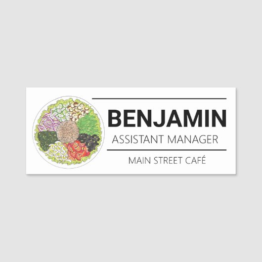 ツナニコイセサラダレストランカフェ飲食店ウェイター 名札 (正面)