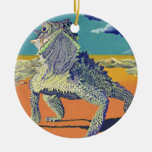 ツノガエル、トカゲ セラミックオーナメント (正面)