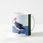 ツノメドリのかわいい水彩画およびインク コーヒーマグカップ (正面右)